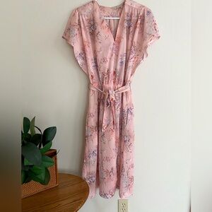 Vintage Pink Floral Midi Dress